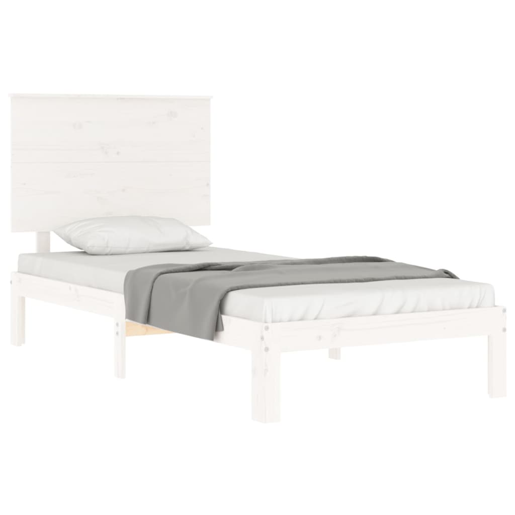 Bed Frame without Mattress White Small Single Solid Wood Pine