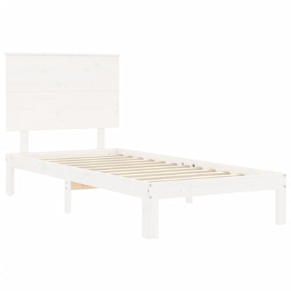 Bed Frame without Mattress White Small Single Solid Wood Pine