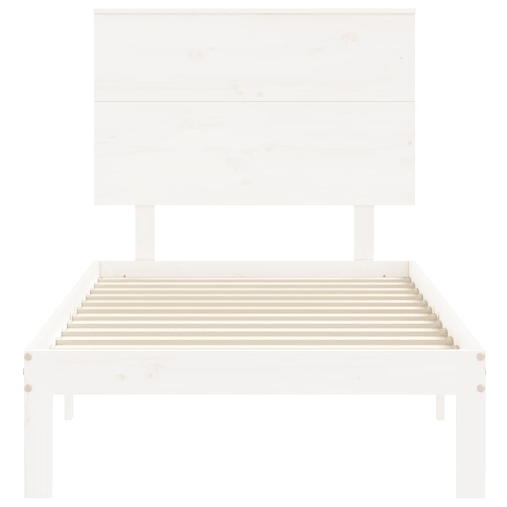 Bed Frame without Mattress White Small Single Solid Wood Pine