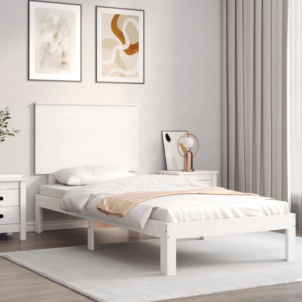 Bed Frame without Mattress White Small Single Solid Wood Pine