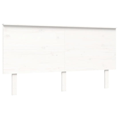 Bed Frame with Headboard White King Size Solid Wood