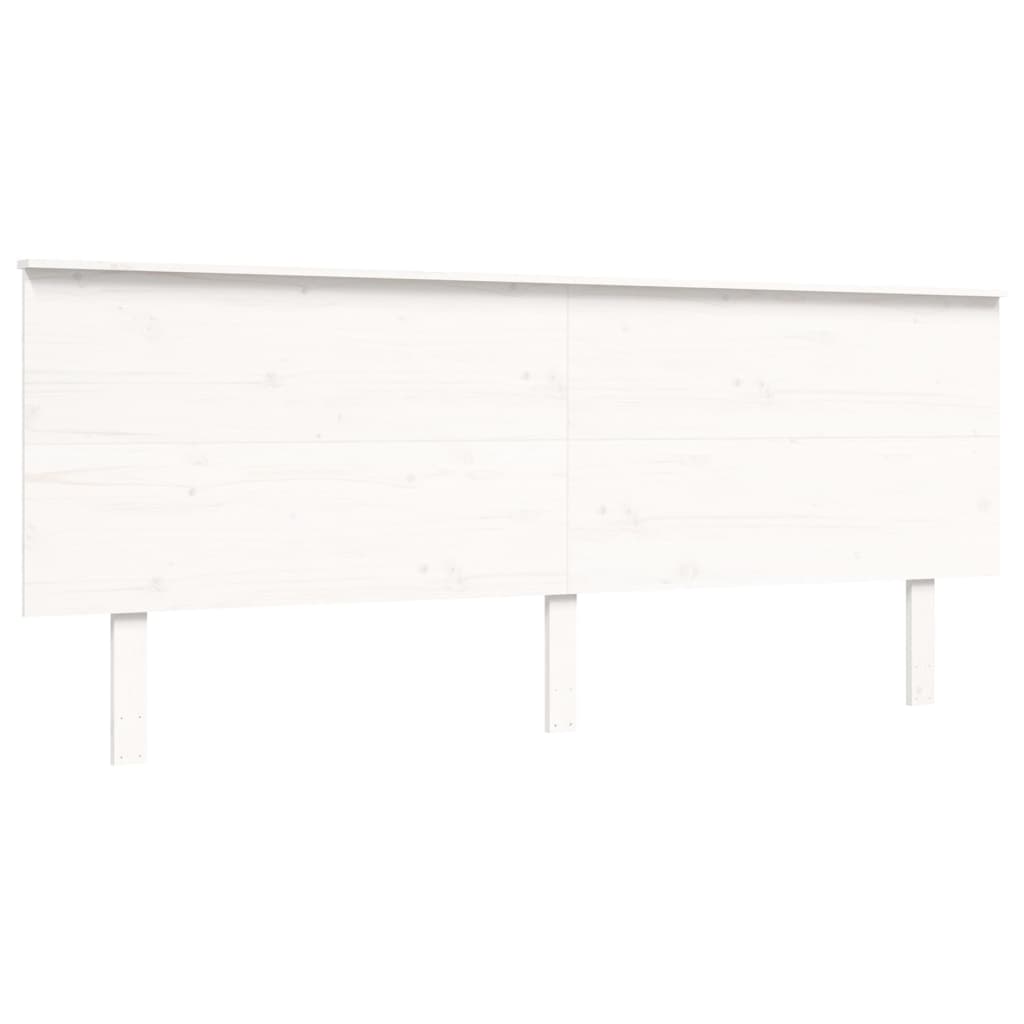 Bed Frame with Headboard White Super King Size Solid Wood