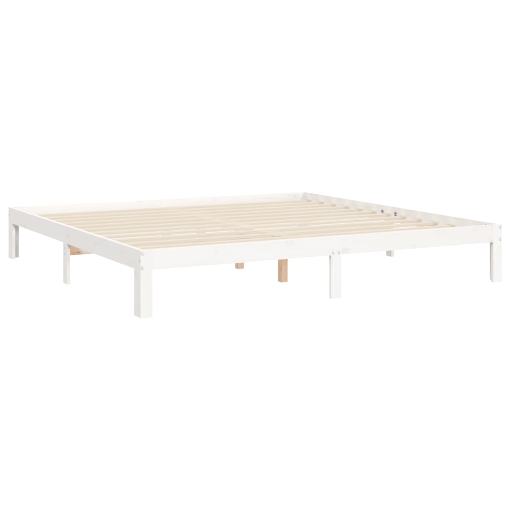 Bed Frame with Headboard White Super King Size Solid Wood