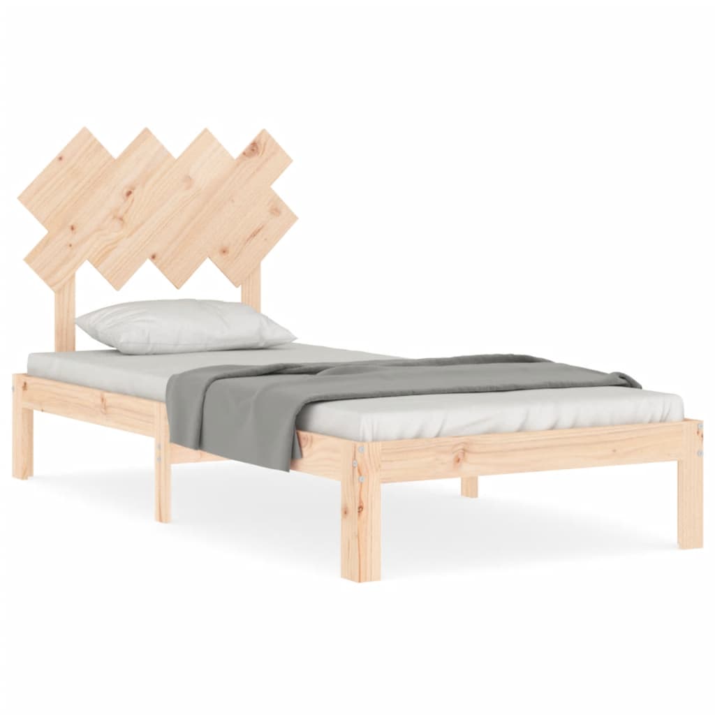 Bed Frame with Headboard Single Solid Wood