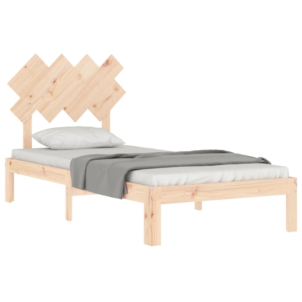 Bed Frame with Headboard Single Solid Wood