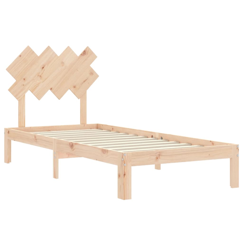 Bed Frame with Headboard Single Solid Wood