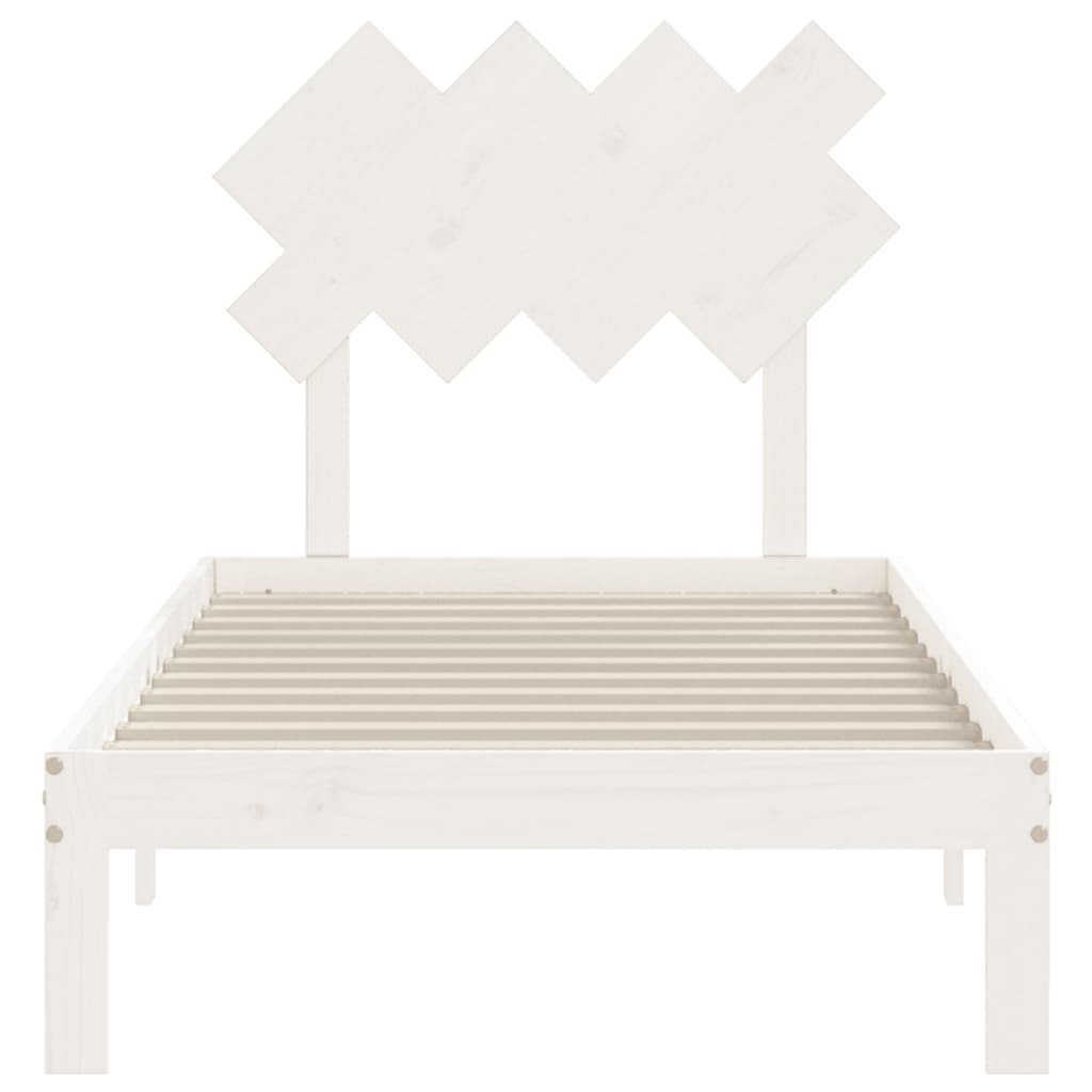 Bed Frame with Headboard White Single Solid Wood