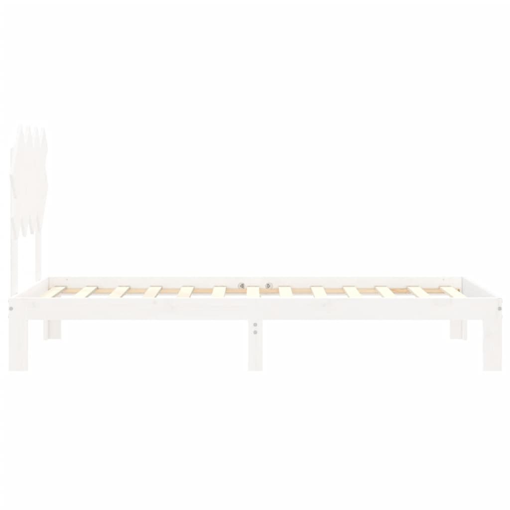 Bed Frame with Headboard White Single Solid Wood