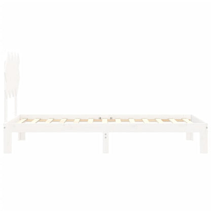 Bed Frame with Headboard White Single Solid Wood