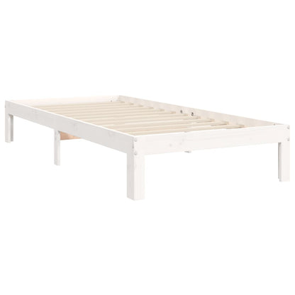 Bed Frame with Headboard White Single Solid Wood