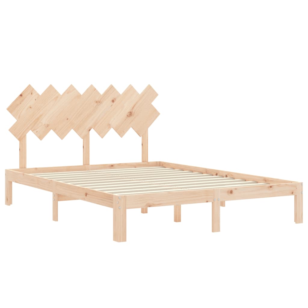 Bed Frame with Headboard King Size Solid Wood