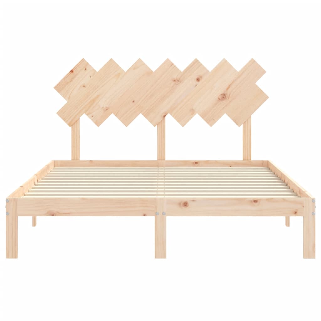 Bed Frame with Headboard King Size Solid Wood