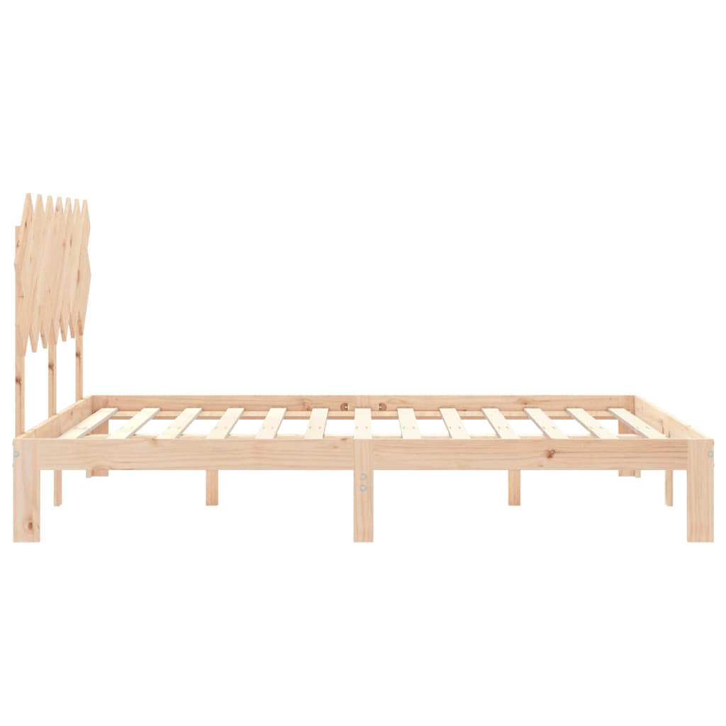 Bed Frame with Headboard King Size Solid Wood