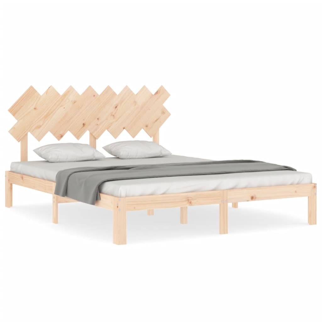 Bed Frame with Headboard 160x200 cm Solid Wood