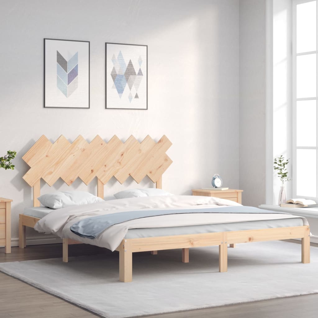 Bed Frame with Headboard 160x200 cm Solid Wood