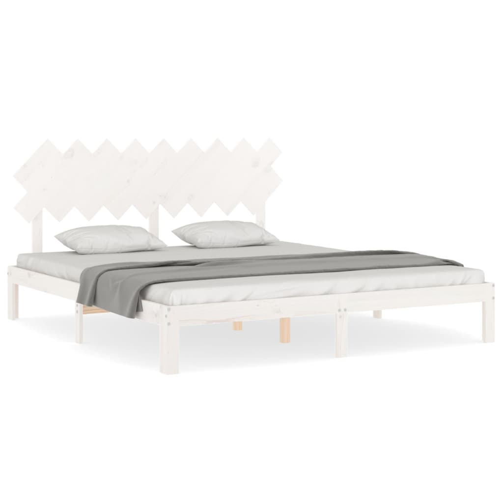 Bed Frame without Mattress White Super King Size Solid Wood Pine