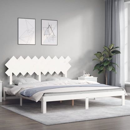 Bed Frame without Mattress White Super King Size Solid Wood Pine