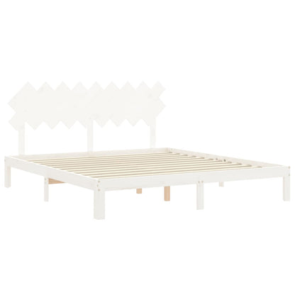 Bed Frame without Mattress White Super King Size Solid Wood Pine