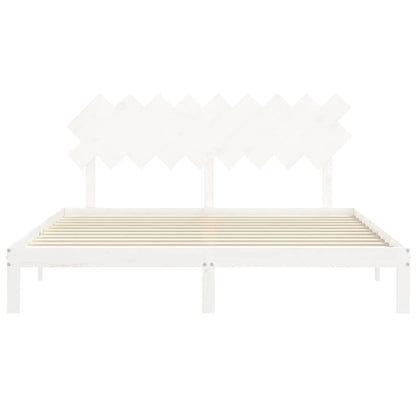 Bed Frame without Mattress White Super King Size Solid Wood Pine