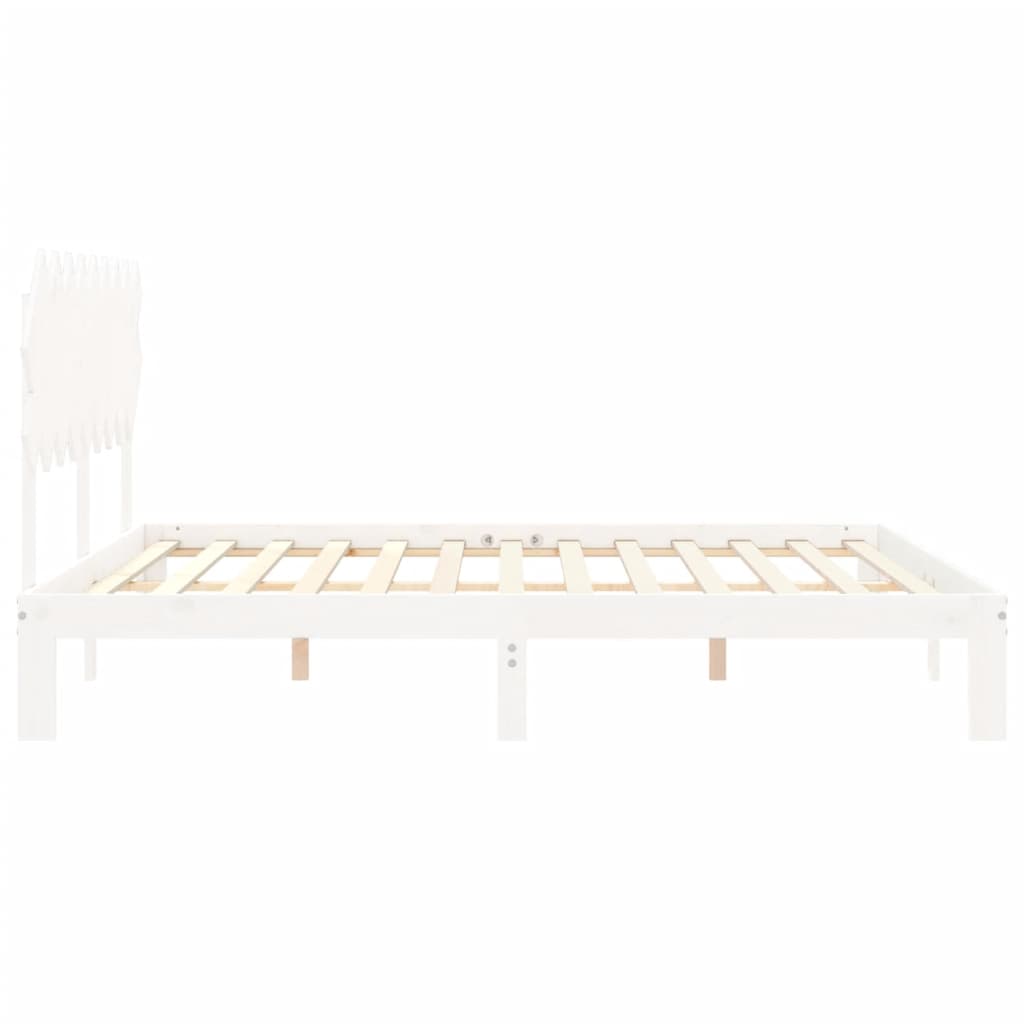 Bed Frame without Mattress White Super King Size Solid Wood Pine