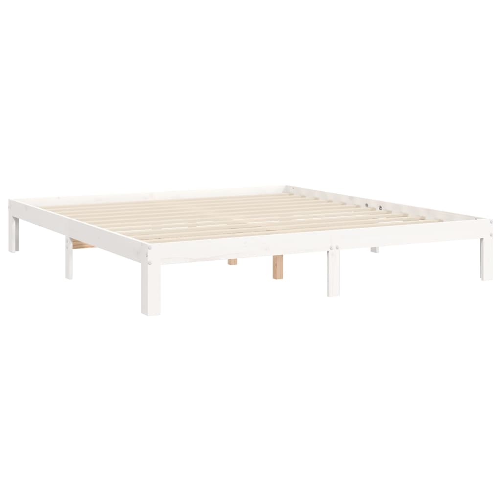 Bed Frame without Mattress White Super King Size Solid Wood Pine