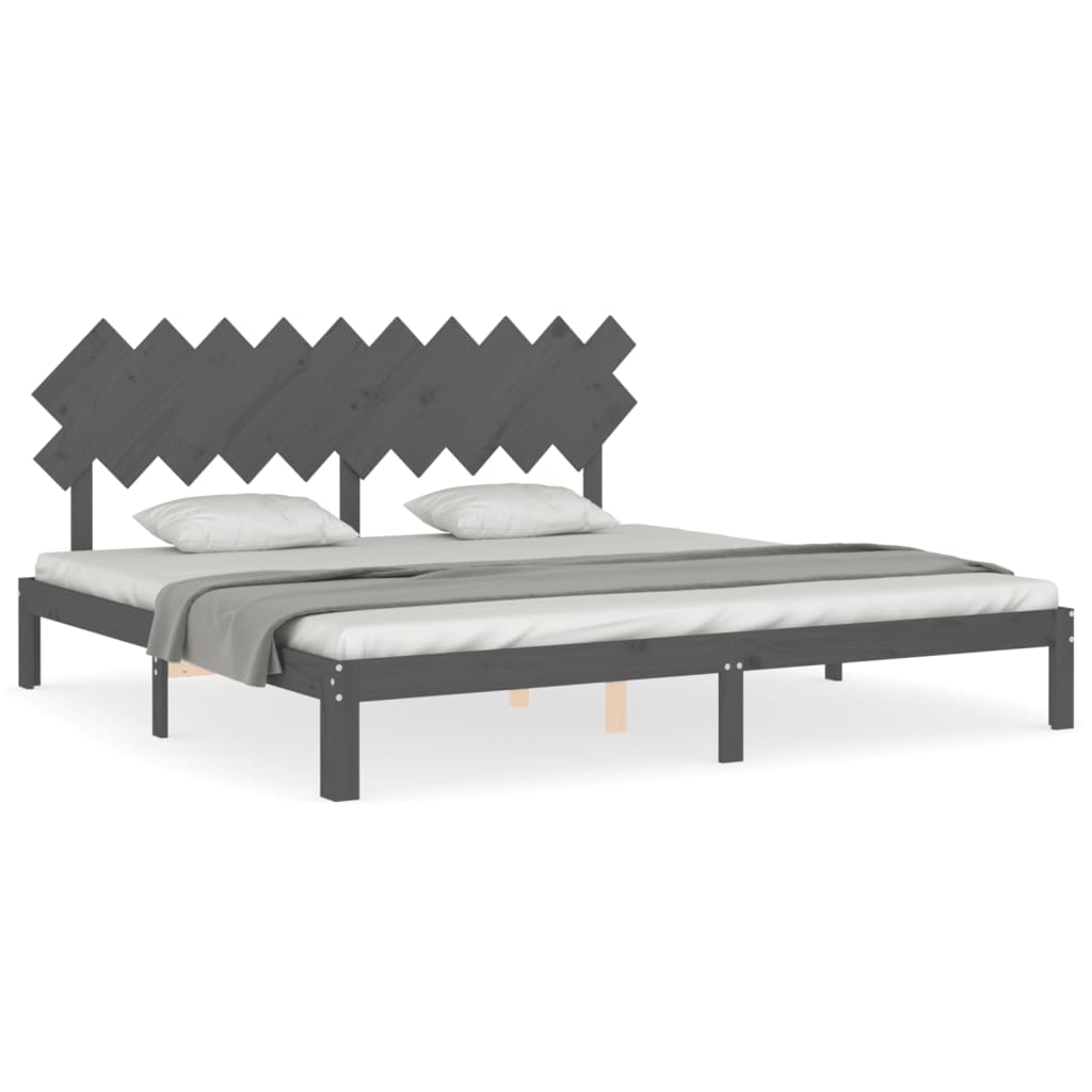 Bed Frame without Mattress Grey 200x200 cm Solid Wood Pine