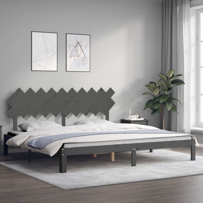 Bed Frame without Mattress Grey 200x200 cm Solid Wood Pine