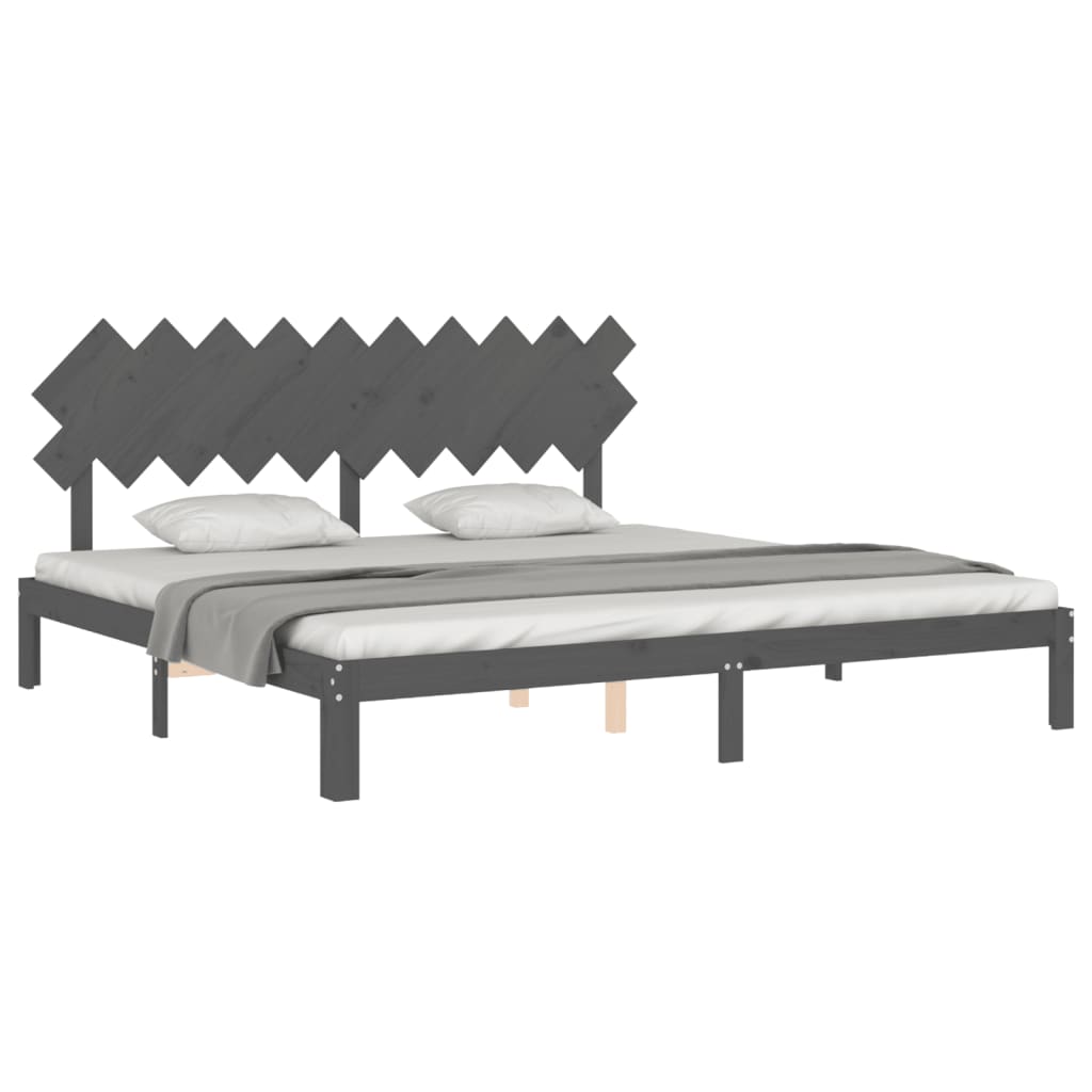 Bed Frame without Mattress Grey 200x200 cm Solid Wood Pine