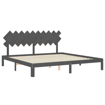 Bed Frame without Mattress Grey 200x200 cm Solid Wood Pine