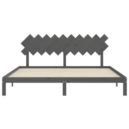 Bed Frame without Mattress Grey 200x200 cm Solid Wood Pine