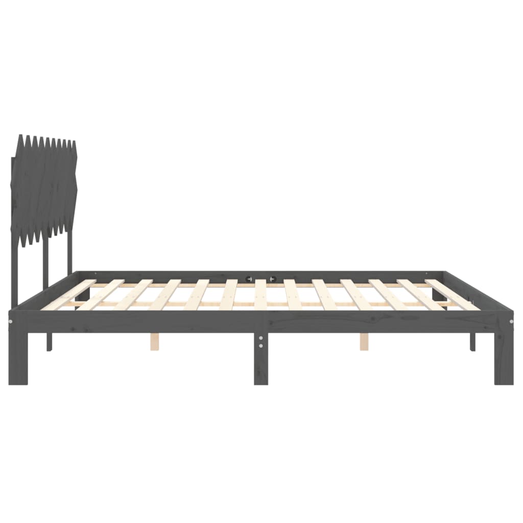 Bed Frame without Mattress Grey 200x200 cm Solid Wood Pine