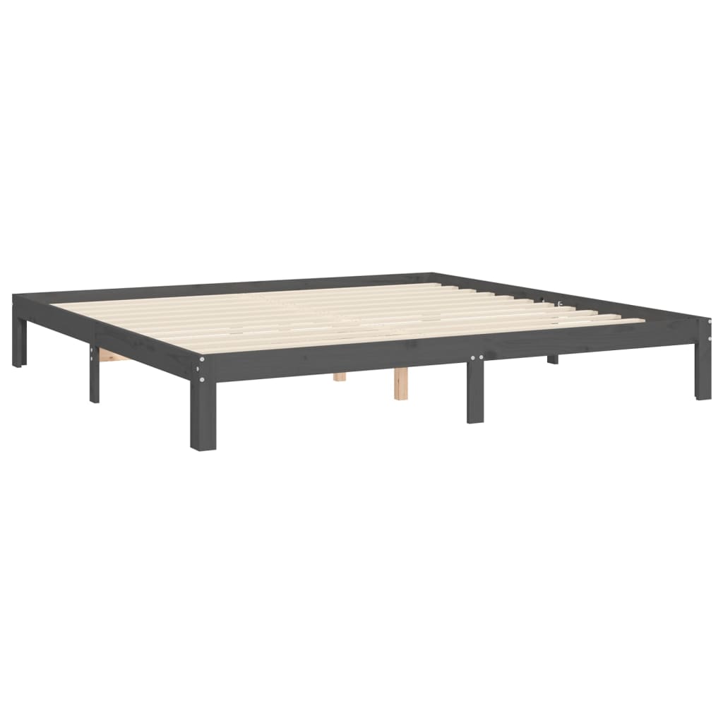 Bed Frame without Mattress Grey 200x200 cm Solid Wood Pine