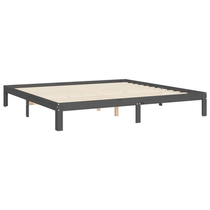 Bed Frame without Mattress Grey 200x200 cm Solid Wood Pine