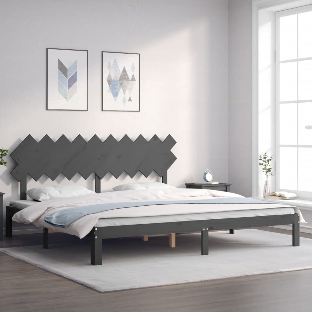 Bed Frame without Mattress Grey 200x200 cm Solid Wood Pine