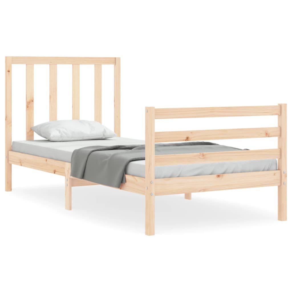 Bed Frame with Headboard Single Solid Wood