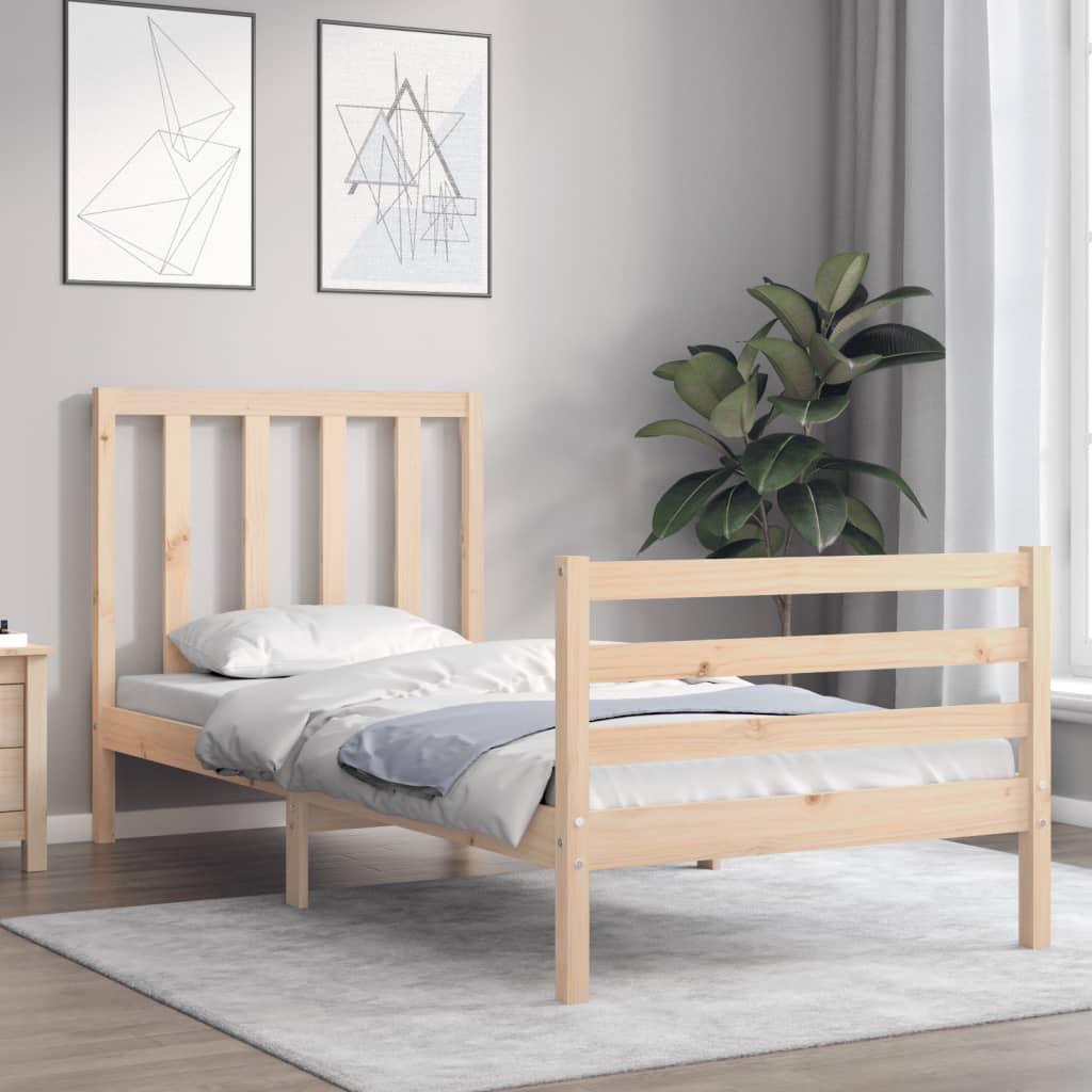 Bed Frame with Headboard Single Solid Wood