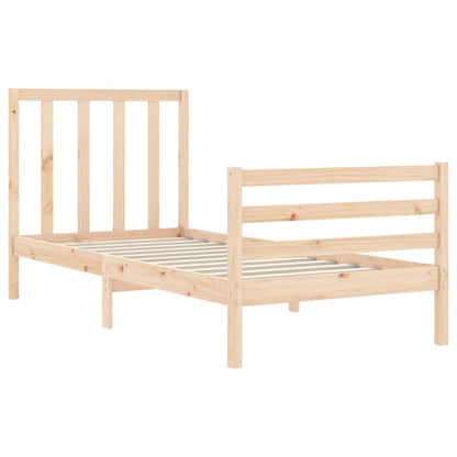 Bed Frame with Headboard Single Solid Wood