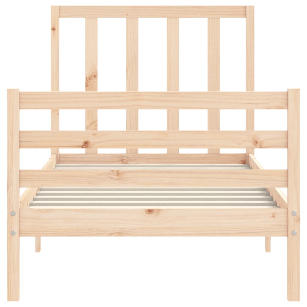 Bed Frame with Headboard Single Solid Wood