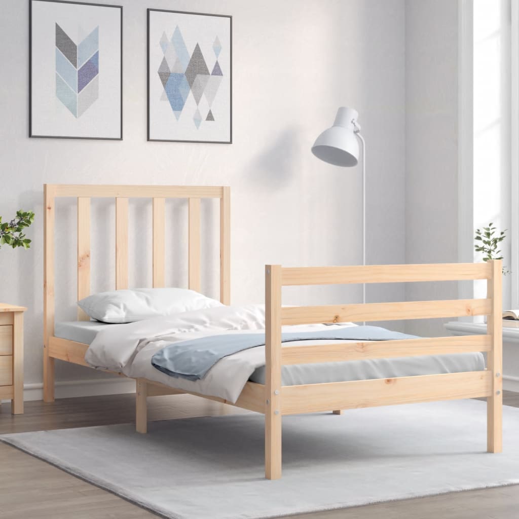 Bed Frame with Headboard Single Solid Wood