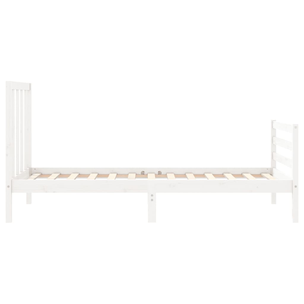 Bed Frame with Headboard White Single Solid Wood