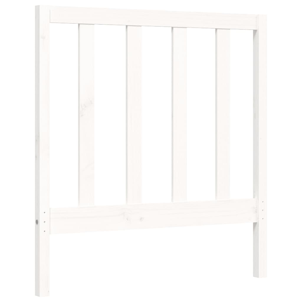 Bed Frame with Headboard White Single Solid Wood