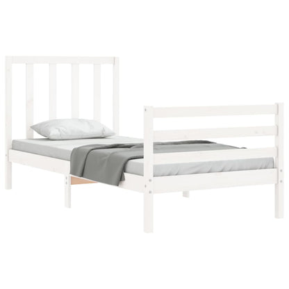 Bed Frame with Headboard White 90x200 cm Solid Wood