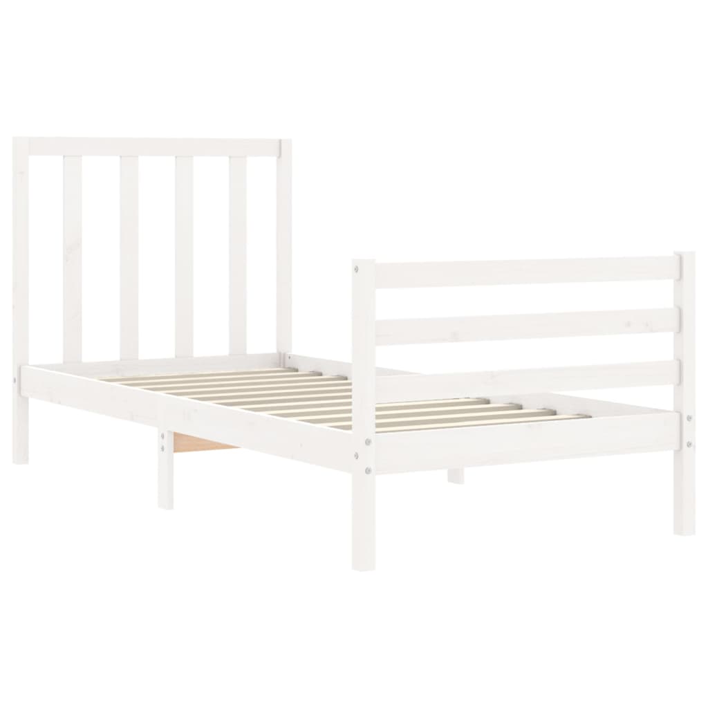 Bed Frame with Headboard White 90x200 cm Solid Wood