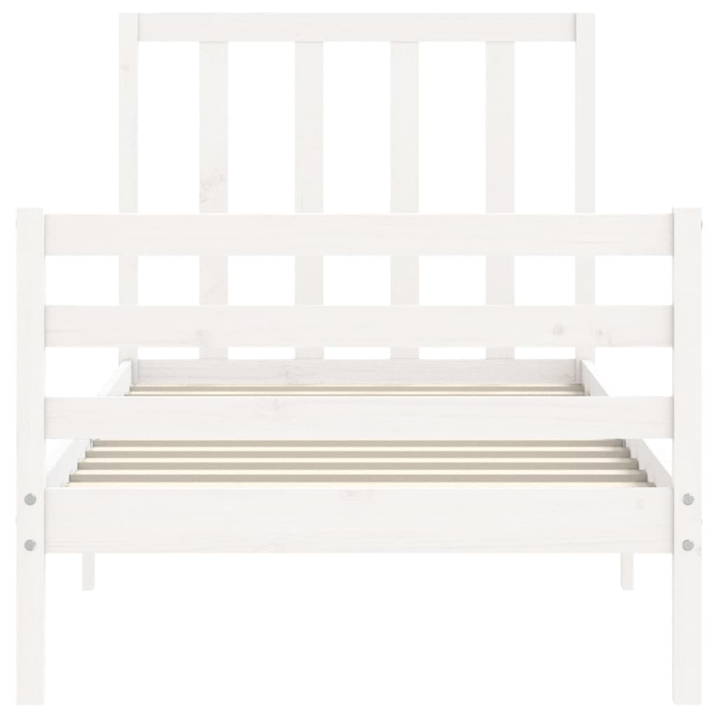 Bed Frame with Headboard White 90x200 cm Solid Wood