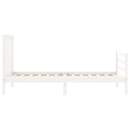 Bed Frame with Headboard White 90x200 cm Solid Wood