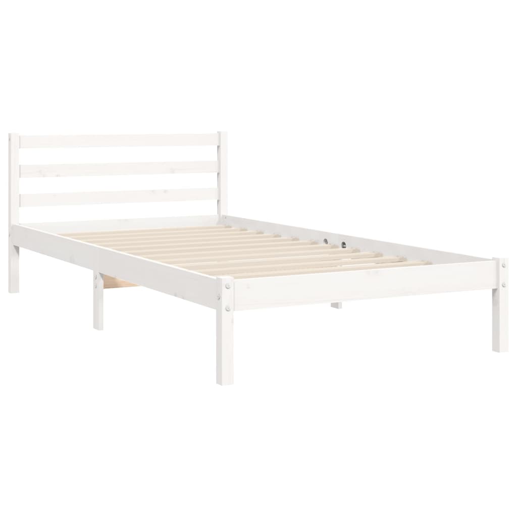 Bed Frame with Headboard White 90x200 cm Solid Wood