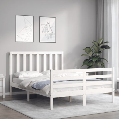 Bed Frame with Headboard White 140x200 cm Solid Wood