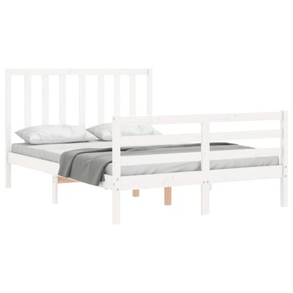 Bed Frame with Headboard White 140x200 cm Solid Wood