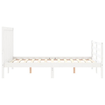 Bed Frame with Headboard White 140x200 cm Solid Wood