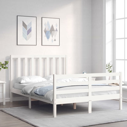 Bed Frame with Headboard White 140x200 cm Solid Wood